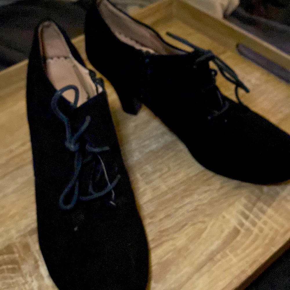 Faux Suede Black High Heel Booties